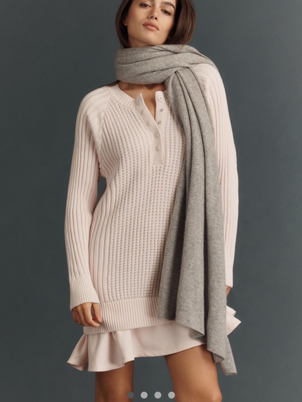 Anthropologie Daily Practice Soft Pink Knit Henley Mini Dress NWT - Picture 4 of 5